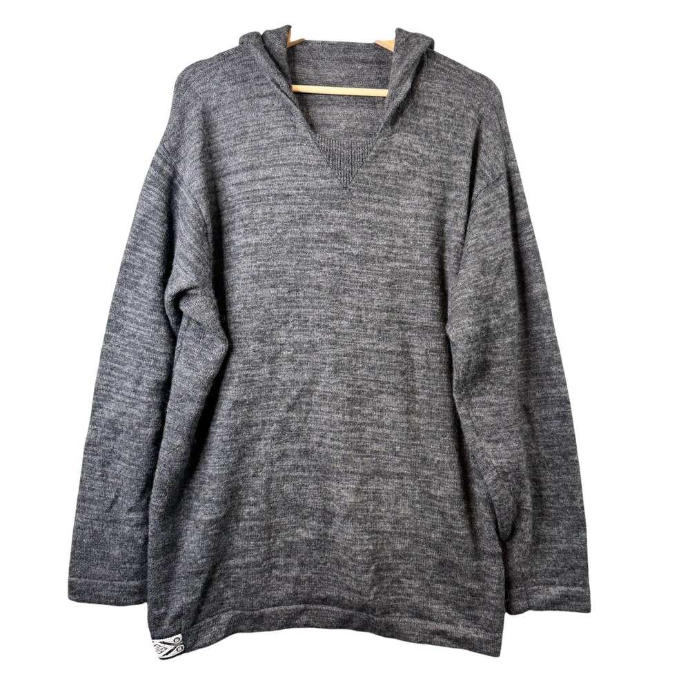 Paka The Hoodie Sweater XXL Charcoal Gray Royal Alpaca Wool Blend Knit Pullover